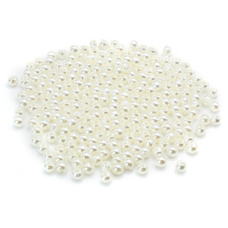 Бусины круглые под жемчуг с гальваническим покрытием 3 мм Айвори 25 г (+-2600 шт.)