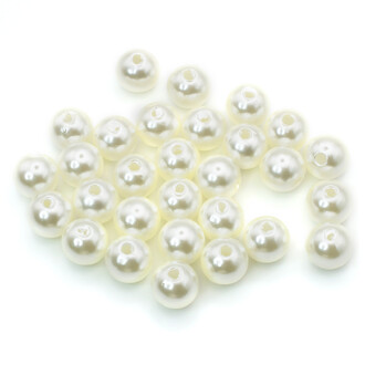 Бусины круглые под жемчуг с гальваническим покрытием 10 мм Айвори 25 г (+-50 шт.)