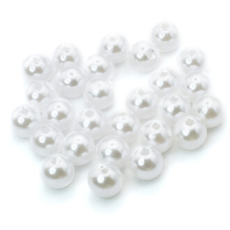 Бусины круглые под жемчуг с гальваническим покрытием 10 мм Белый 25 г (+-50 шт.)