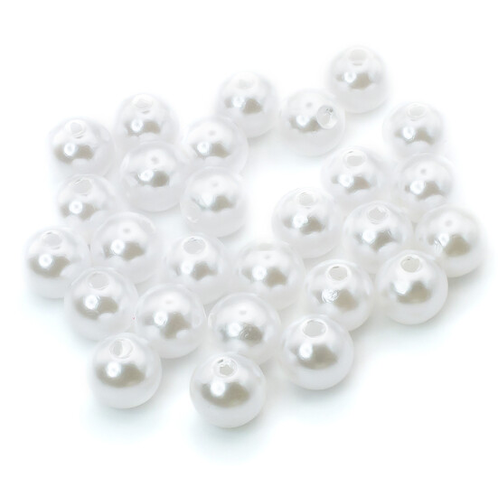 Бусины круглые под жемчуг с гальваническим покрытием 10 мм Белый 25 г (+-50 шт.)