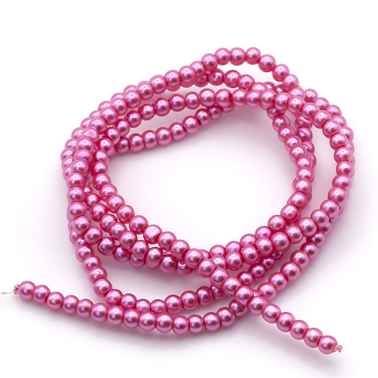Бусины стекло под жемчуг Шар 3 мм ±210 шт. 62 см Розовая ириска