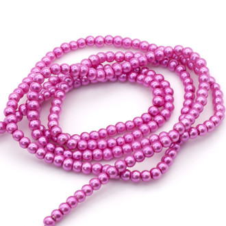 Бусины стекло под жемчуг Шар 4 мм ±210 шт. 80 см Азалия