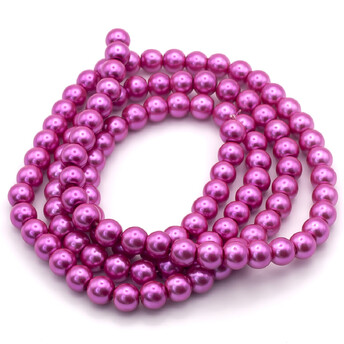 Бусины стекло под жемчуг Шар 6 мм ±140 шт. 80 см Азалия