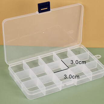 Органайзер 15 яч. контейнер пластиковый для рукоделия 17.3х10х2.2 см Прозрачный