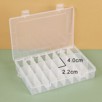 Органайзер 24 яч. контейнер пластиковый для рукоделия 19.5х13.2х3.6 см Прозрачный