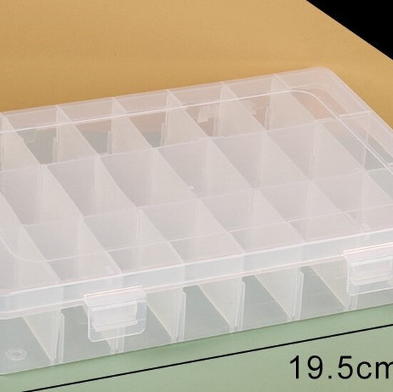 Органайзер 24 яч. контейнер пластиковый для рукоделия 19.5х13.2х3.6 см Прозрачный