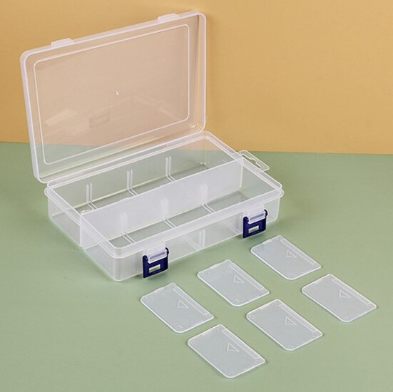 Органайзер 8 яч. контейнер пластиковый для рукоделия 22х13.5х4.6 см Прозрачный