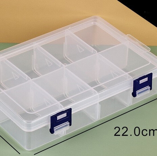 Органайзер 8 яч. контейнер пластиковый для рукоделия 22х13.5х4.6 см Прозрачный