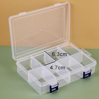 Органайзер 8 яч. контейнер пластиковый для рукоделия 22х13.5х4.6 см Прозрачный