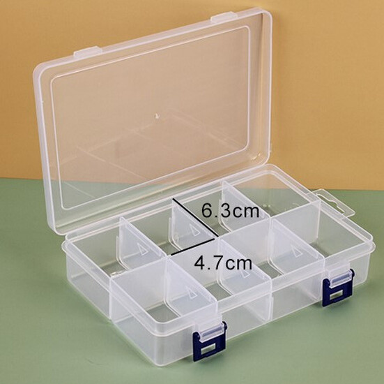 Органайзер 8 яч. контейнер пластиковый для рукоделия 22х13.5х4.6 см Прозрачный