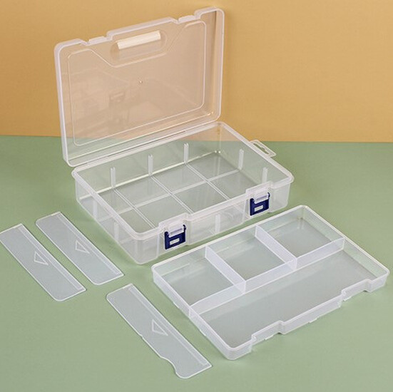 Органайзер 8 яч. контейнер пластиковый для рукоделия 22.7х15.8х6 см Прозрачный
