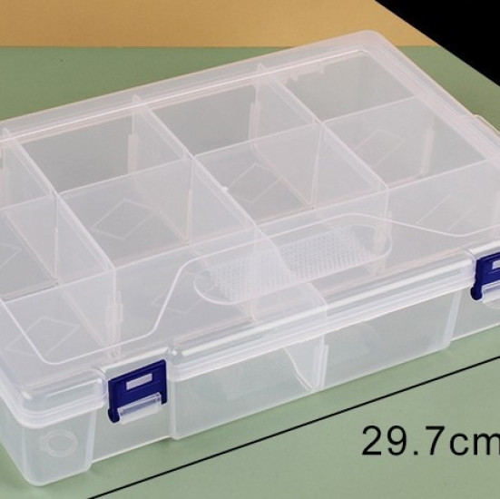Органайзер 10 яч. контейнер пластиковый для рукоделия 29.7х19.8х6 см Прозрачный