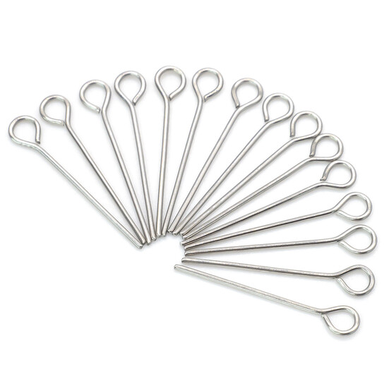 Пины с петелькой из нержавеющей стали 16х0,6 мм Платиновый +-200 шт.