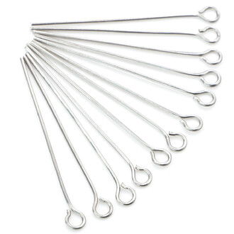 Пины с петелькой из нержавеющей стали 26х0,6 мм Платиновый +-200 шт.