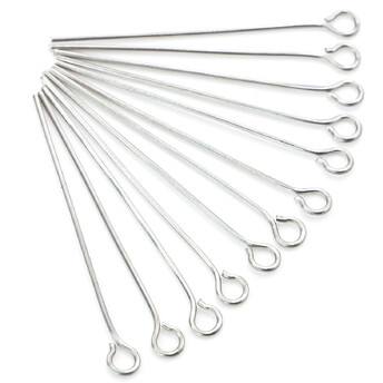 Пины с петелькой из нержавеющей стали 26х0,6 мм Платиновый +-200 шт.