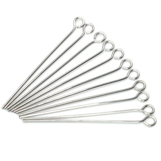 Пины с петелькой из нержавеющей стали 30х0,6 мм Платиновый +-200 шт.
