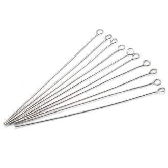 Пины с петелькой из нержавеющей стали 60х0,6 мм Платиновый +-100 шт.