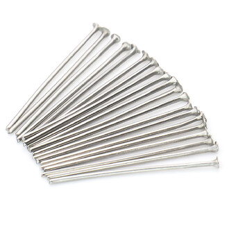 Пины гвоздики с плоской шляпкой из нержавеющей стали 20х0,6 мм +- 200 шт. Платиновый