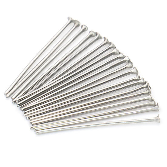 Пины гвоздики с плоской шляпкой из нержавеющей стали 20х0,6 мм +- 200 шт. Платиновый