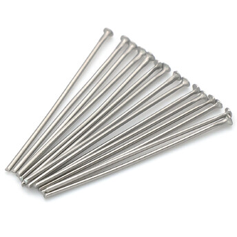 Пины гвоздики с плоской шляпкой из нержавеющей стали 25х0,6 мм +- 200 шт. Платиновый