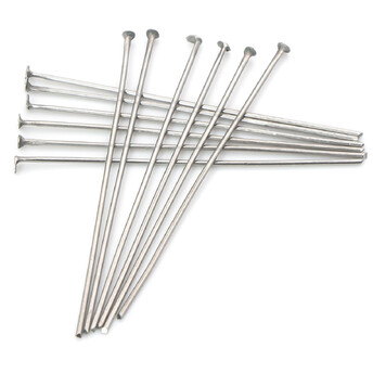 Пины гвоздики с плоской шляпкой из нержавеющей стали 30х0,6 мм +- 200 шт. Платиновый
