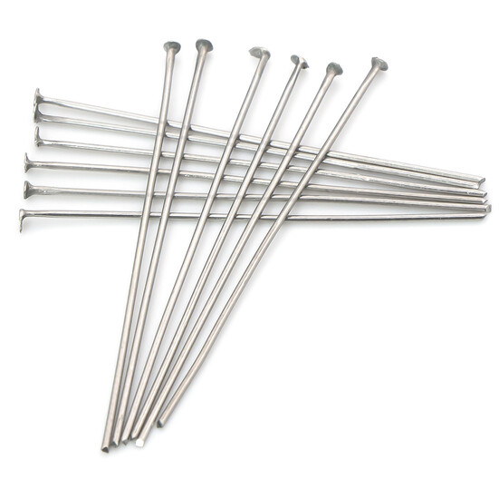 Пины гвоздики с плоской шляпкой из нержавеющей стали 30х0,6 мм +- 200 шт. Платиновый