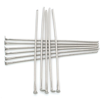 Пины гвоздики с плоской шляпкой из нержавеющей стали 35х0,6 мм +- 200 шт. Платиновый