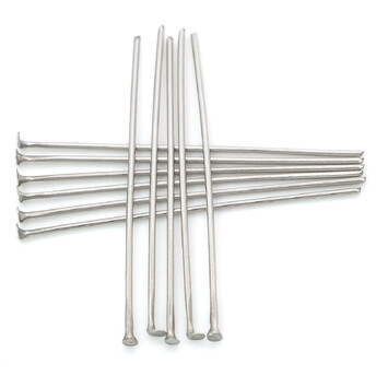 Пины гвоздики с плоской шляпкой из нержавеющей стали 35х0,6 мм +- 200 шт. Платиновый