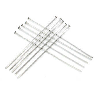 Пины гвоздики с плоской шляпкой из нержавеющей стали 40х0,6 мм +- 200 шт. Платиновый