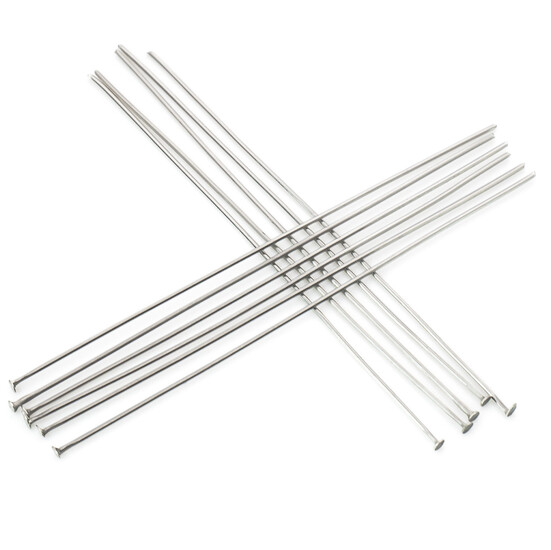 Пины гвоздики с плоской шляпкой из нержавеющей стали 60х0,6 мм Платиновый +- 100 шт.