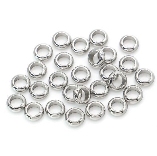 Бусины разделители из нерж.стали 3,5х1,2 мм Ø 2,2 мм Платина +-50 шт.