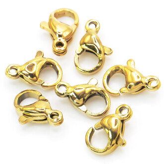 Застежка карабин из нержавеющей стали 12х7 мм Золото 1 шт.