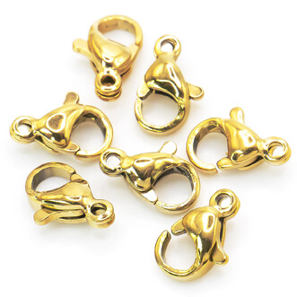 Застежка карабин из нержавеющей стали 12х7 мм Золото 1 шт.