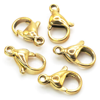 Застежка карабин из нержавеющей стали 15х9 мм Золото 1 шт.