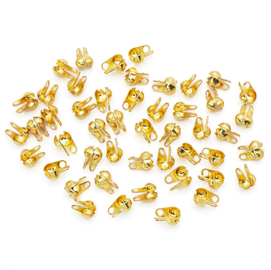 Каллоты с боковым зажимом из нерж.стали окончания 4,5х2,4 мм Золото +-50 шт.