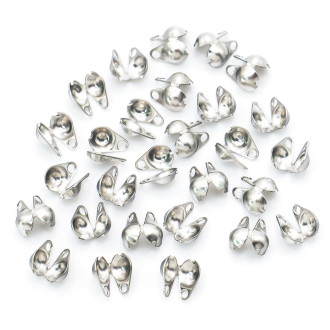 Каллоты с боковым зажимом из нерж.стали окончания 6х4 мм Платина +-50 шт.