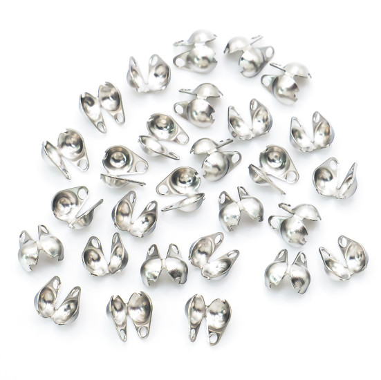 Каллоты с боковым зажимом из нерж.стали окончания 4,5х2,4 мм Платина +-50 шт.