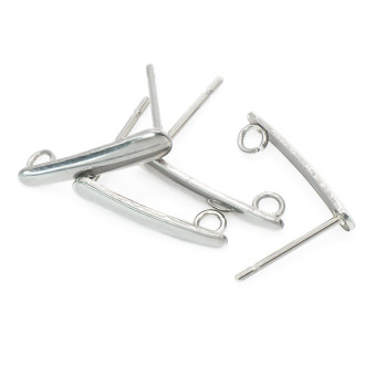 Швензы для серег из нержавеющей стали 15х3 мм Ø 2 мм Платина 6 шт.