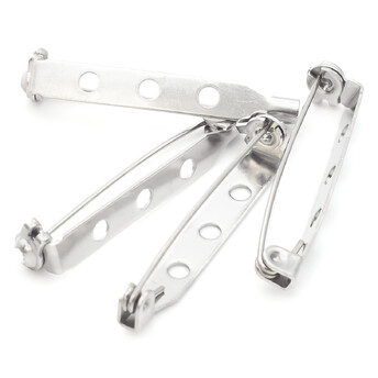 Основа для броши из нерж.стали булавка с замком на 3 отверстия 40х5 мм Платина 5 шт.