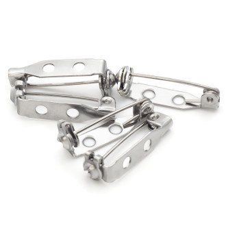 Основа для броши из нерж.стали булавка с замком на 2 отверстия 21х5 мм Платина 10 шт.