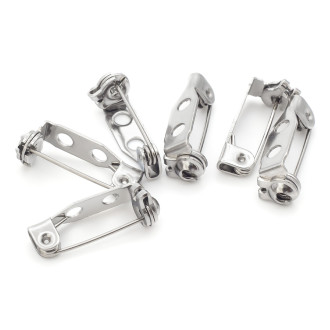 Основа для броши из нерж.стали булавка с замком на 2 отверстия 17х5 мм Платина 10 шт.