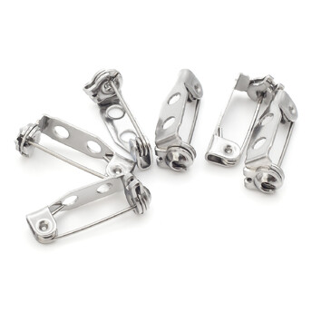 Основа для броши из нерж.стали булавка с замком на 2 отверстия 17х5 мм Платина 10 шт.