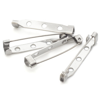 Основа для броши из нерж.стали булавка 3 отверстия 32х5 мм Платина 5 шт.