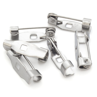 Основа для броши из нерж.стали булавка 1 отверстие 14х4 мм Платина 10 шт.