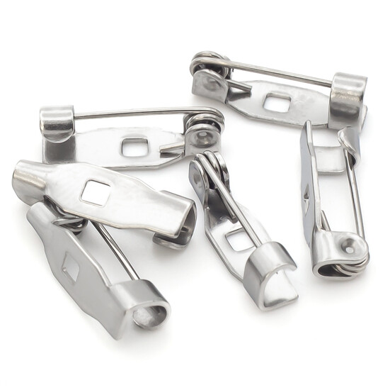 Основа для броши из нерж.стали булавка 1 отверстие 14х4 мм Платина 10 шт.