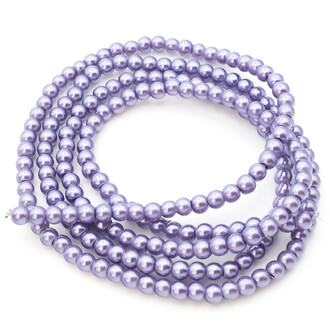 Бусины стекло под жемчуг Шар 4 мм ±210 шт. 80 см Фиолетово-голубой