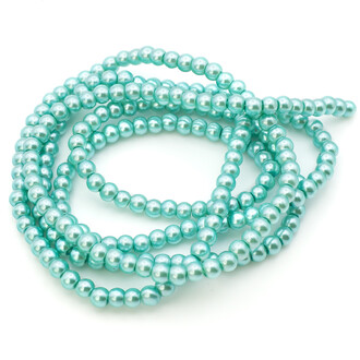 Бусины стекло под жемчуг Шар 4 мм ±210 шт. 80 см Бирюзовый