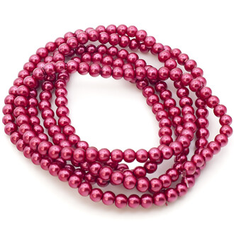 Бусины стекло под жемчуг Шар 4 мм ±210 шт. 80 см Красный лотос