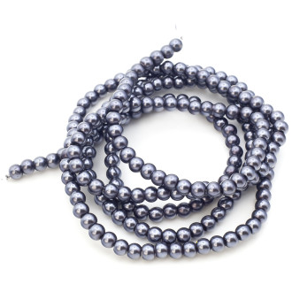 Бусины стекло под жемчуг Шар 6 мм ±140 шт. 80 см 60 Черный металлик