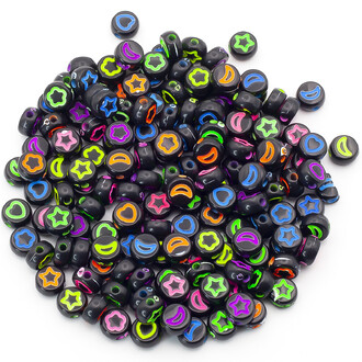 Бусины таблетка Фигуры 7х4 мм +-25 г (+-200 шт.) Черные фигуры Разных цветов